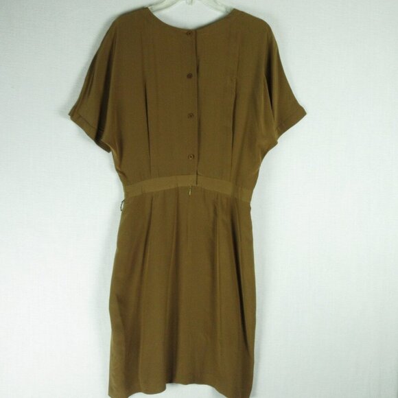 Ellen Tracy Vintage Silk Dress Size 14 Camel - Picture 2 of 14